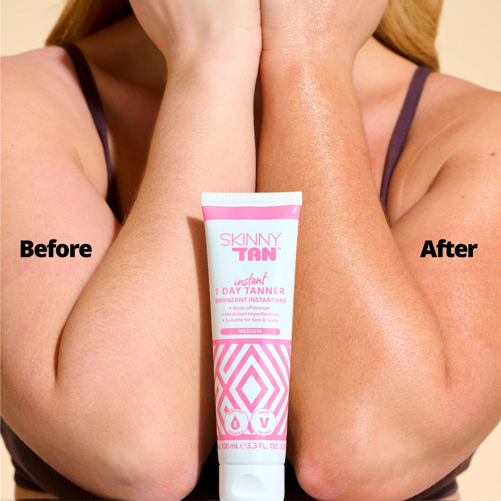 Skinny Tan Instant 1 Day Tanner Results Before and After