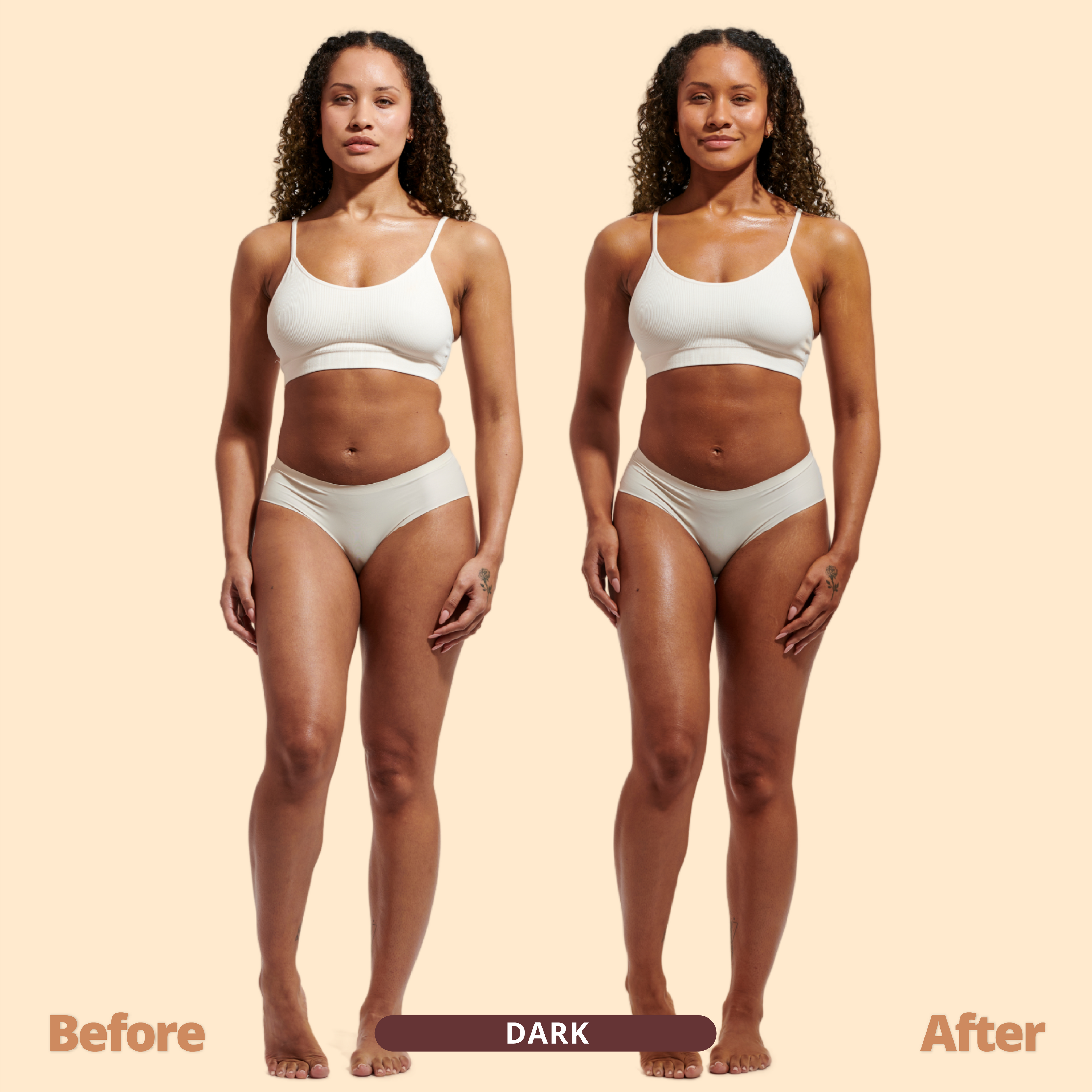 Tan & Tone Oil Dark model before and after results