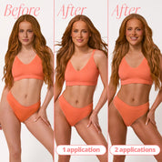 Before and after results of Body Glow Blush Gradual Tanner after 1 and 2 applications