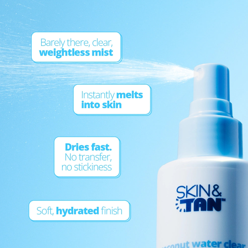 Clear weightless mist, instantly melts into skin, dries fast, soft hydrated finish