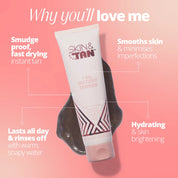 Why you'll love the 1 Day Instant Tanner: smudge proof fast drying instant tan, smooths skin and minimises imperfections, hydrating and skin brightening, lasts all day and rinses off with warm soapy water.