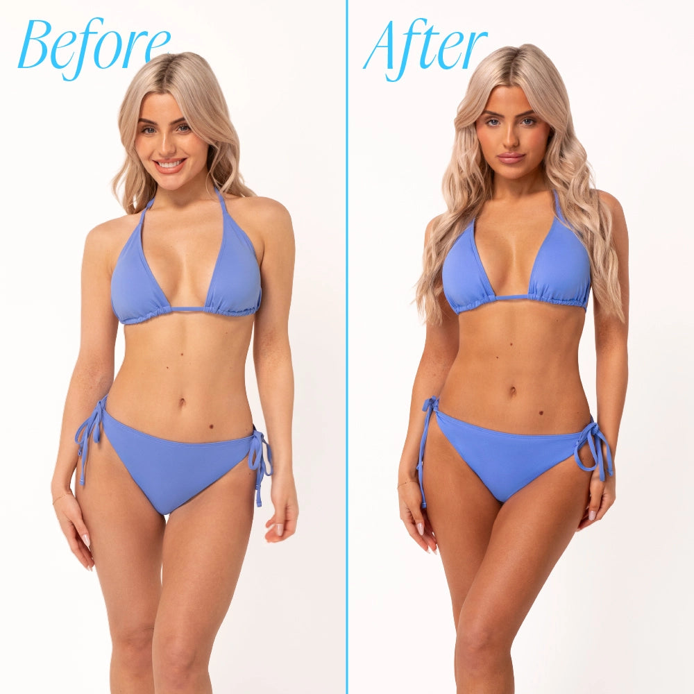 Before and after results of the Self-Tanning Mousse Medium