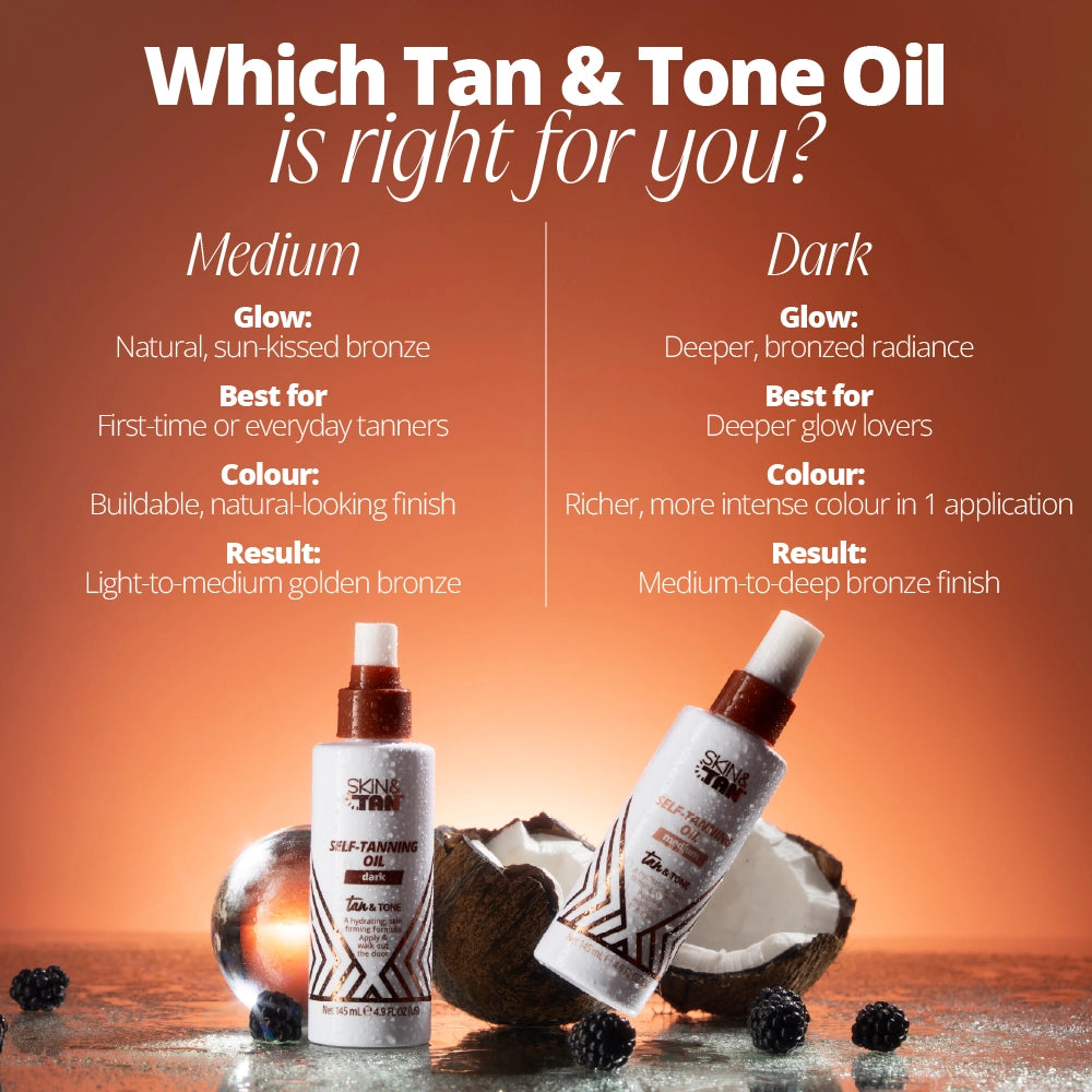 Which shade is right for you? Comparison between Tan & Tone Oil Medium and Dark