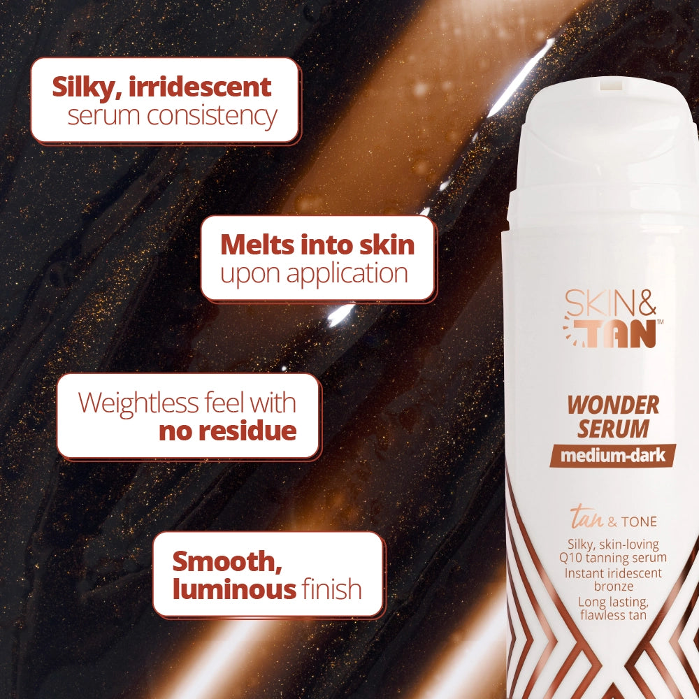 Wonder Serum USPs: Silky iridescent serum consistency, melts into skin upon application, weightless feel with no residue, smooth luminous finish