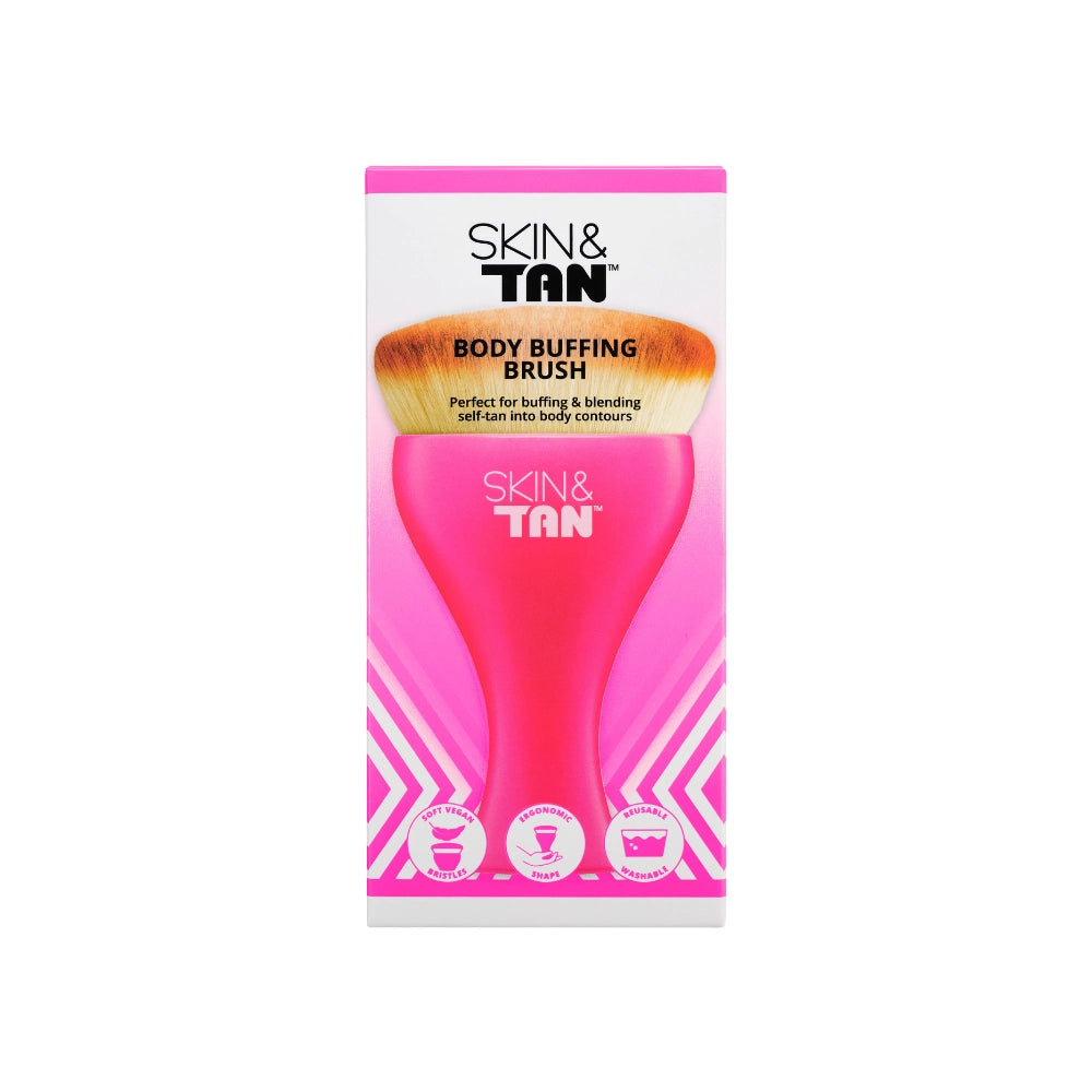 Skin & Tan Pink Gloss Body Buffing Brush product image in display box